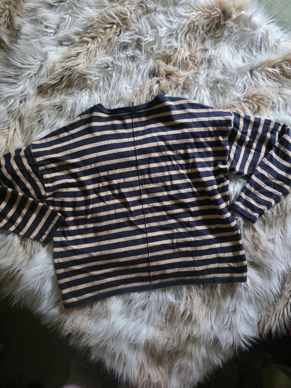Pact V-Neck Long Sleeve Top Navy Beige Stripe - Picture 5 of 10